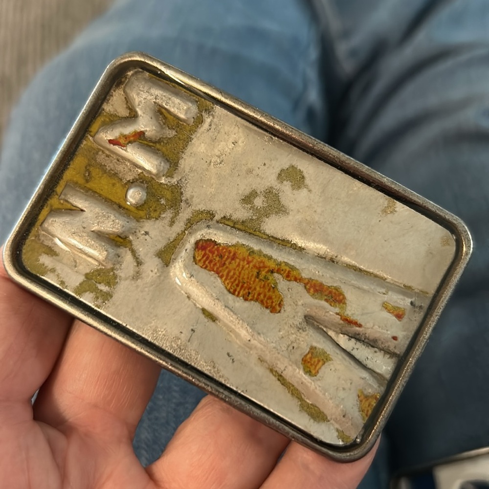 License plate belt buckle NEW artisan made New Mexico unisex upcycled OOAK